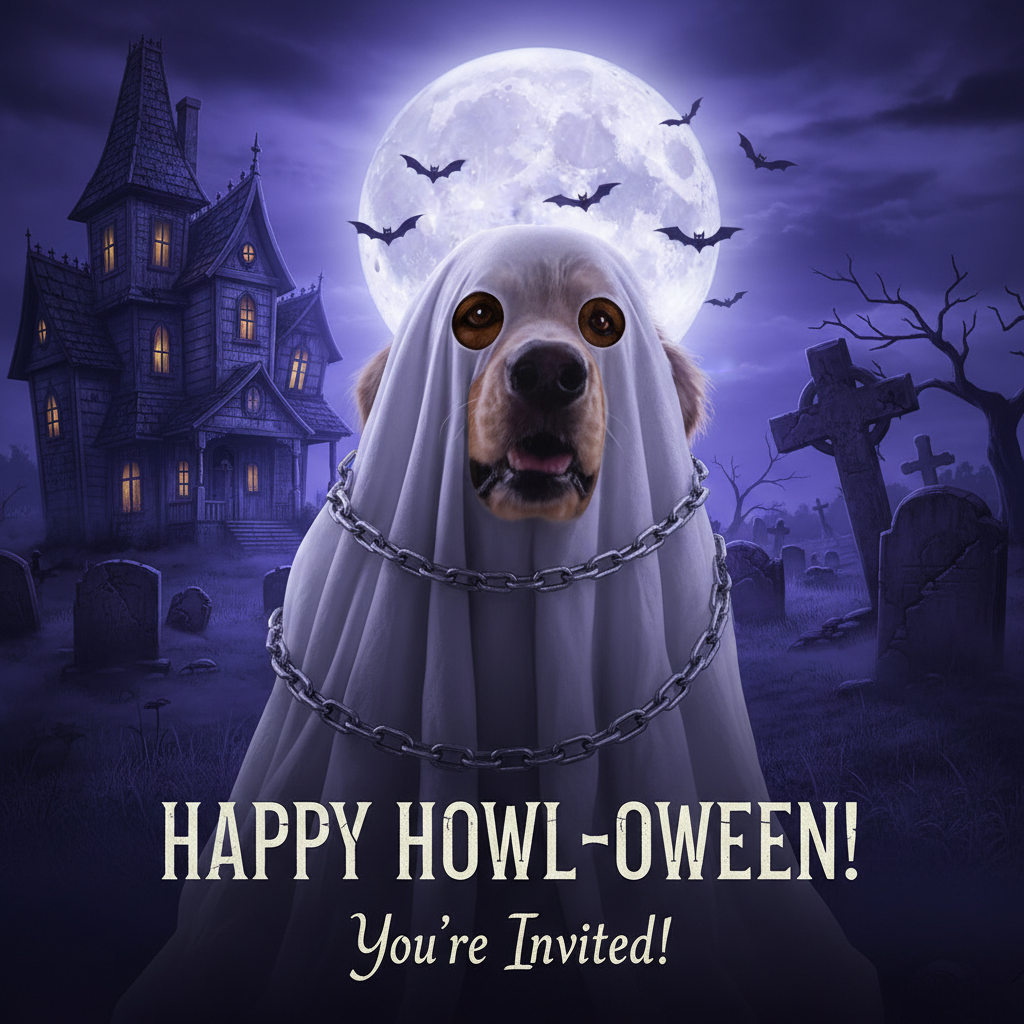 The Halloween Ghost - Custom Pet Art Tile